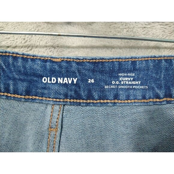 Old Navy Jeans Women 26 Blue Denim Curvy OG Straight High Rise Ankle Stretch - Picture 9 of 11
